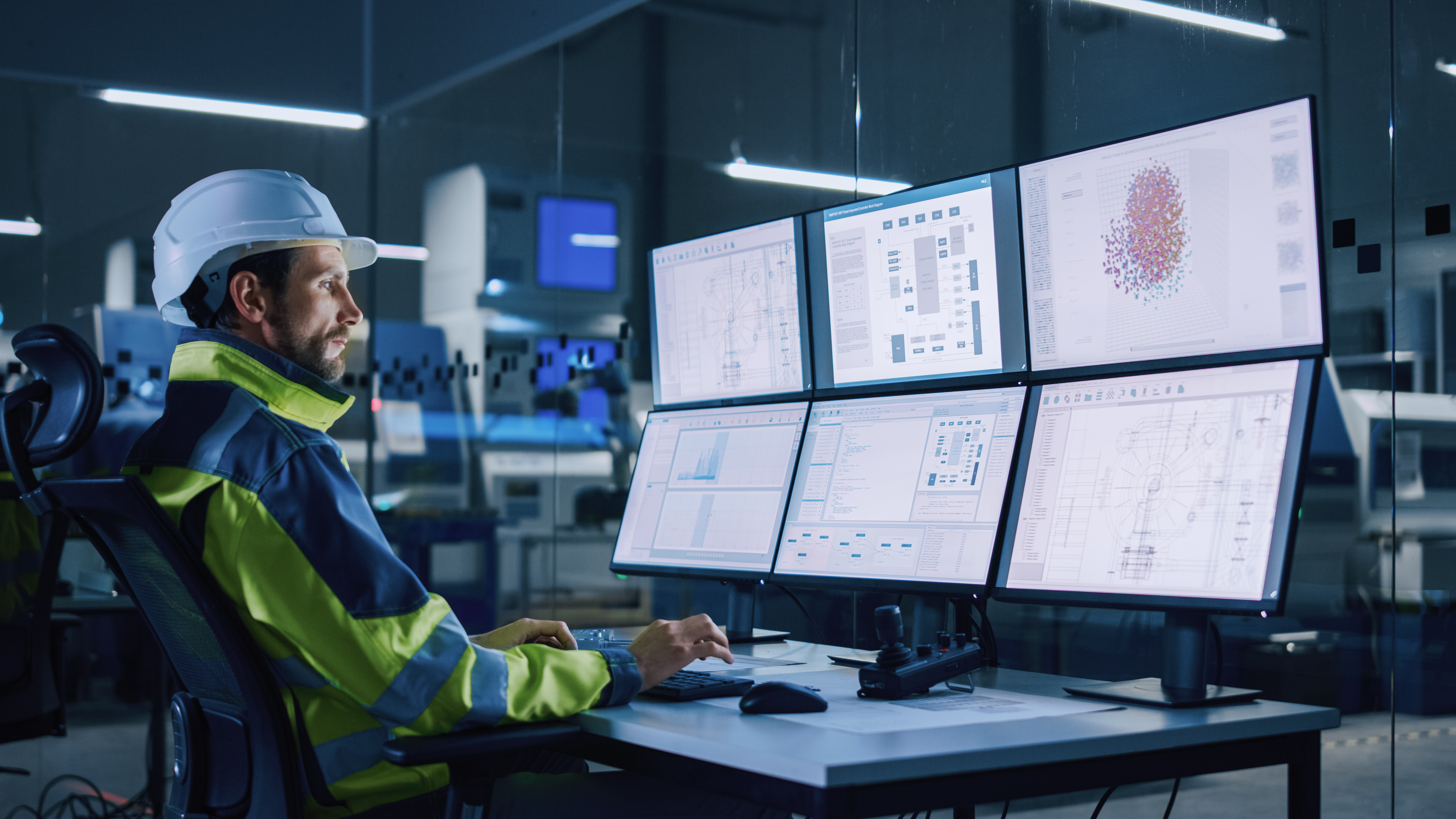 Worker monitoring screens