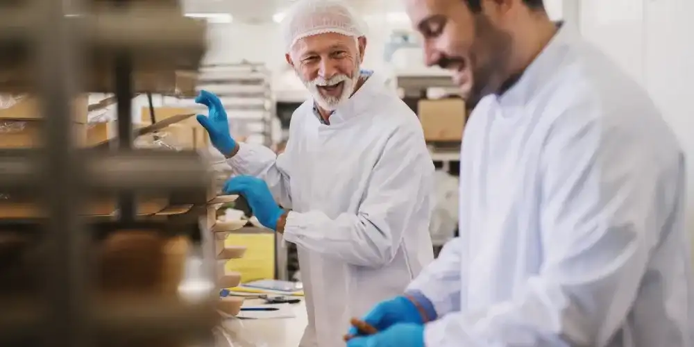 Workers in food factory